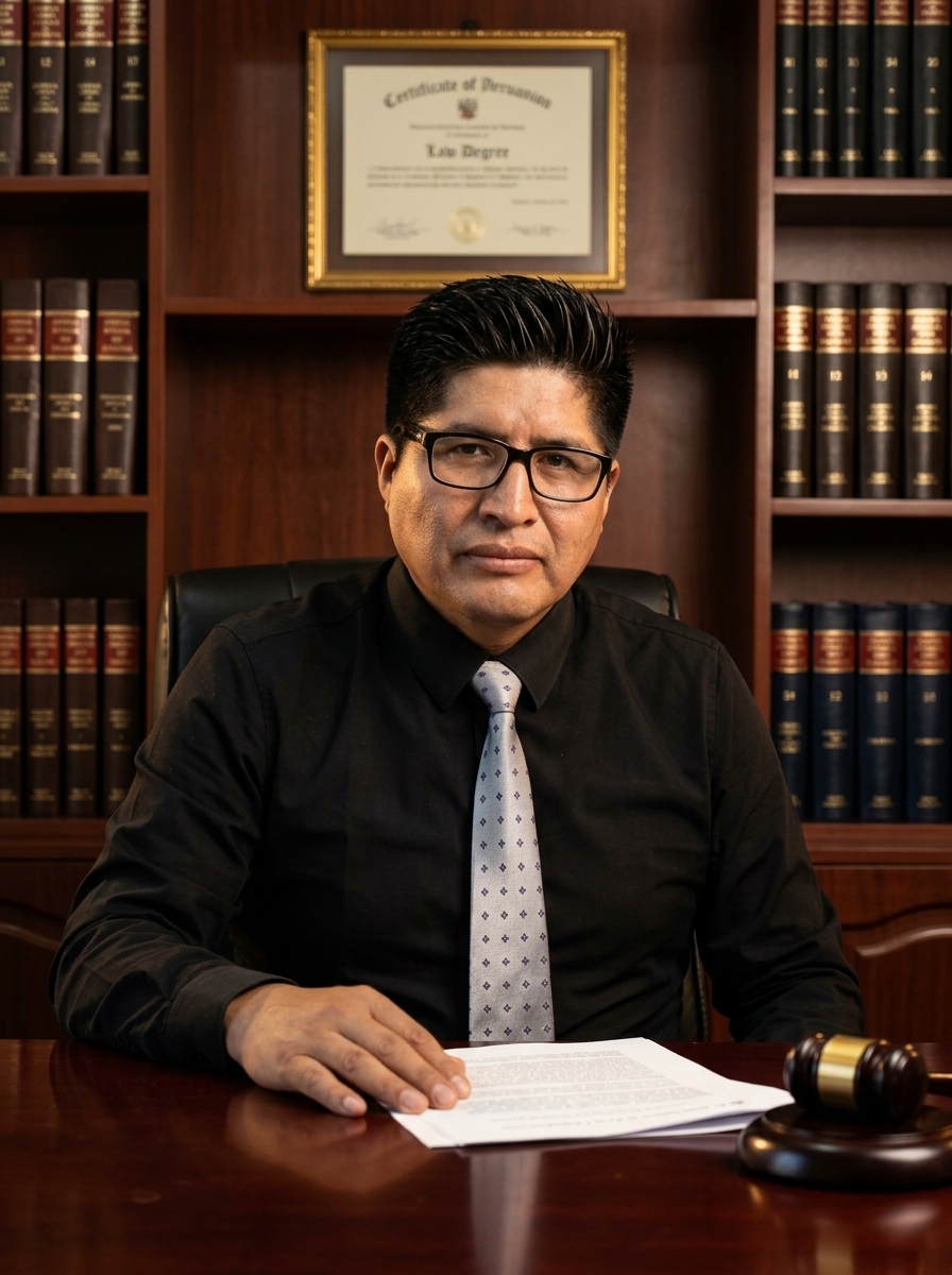 Dr. Basilio, Abogado Director Litigante en su despacho profesional